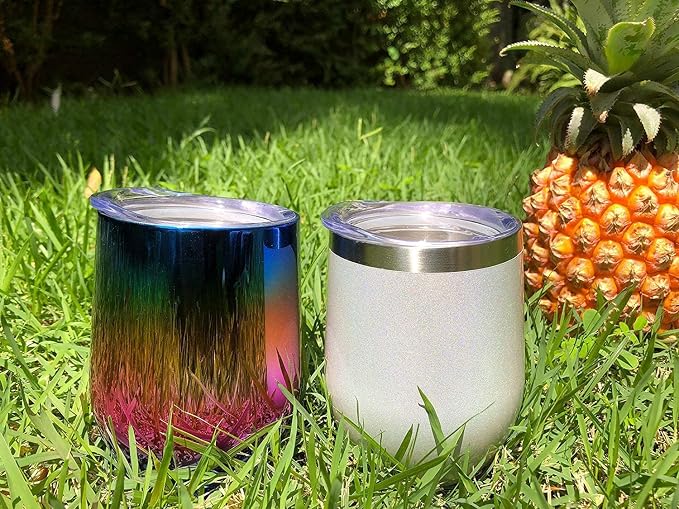 CHILLOUT LIFE 12 oz Stainless Steel Wine Tumblers 4 Pack