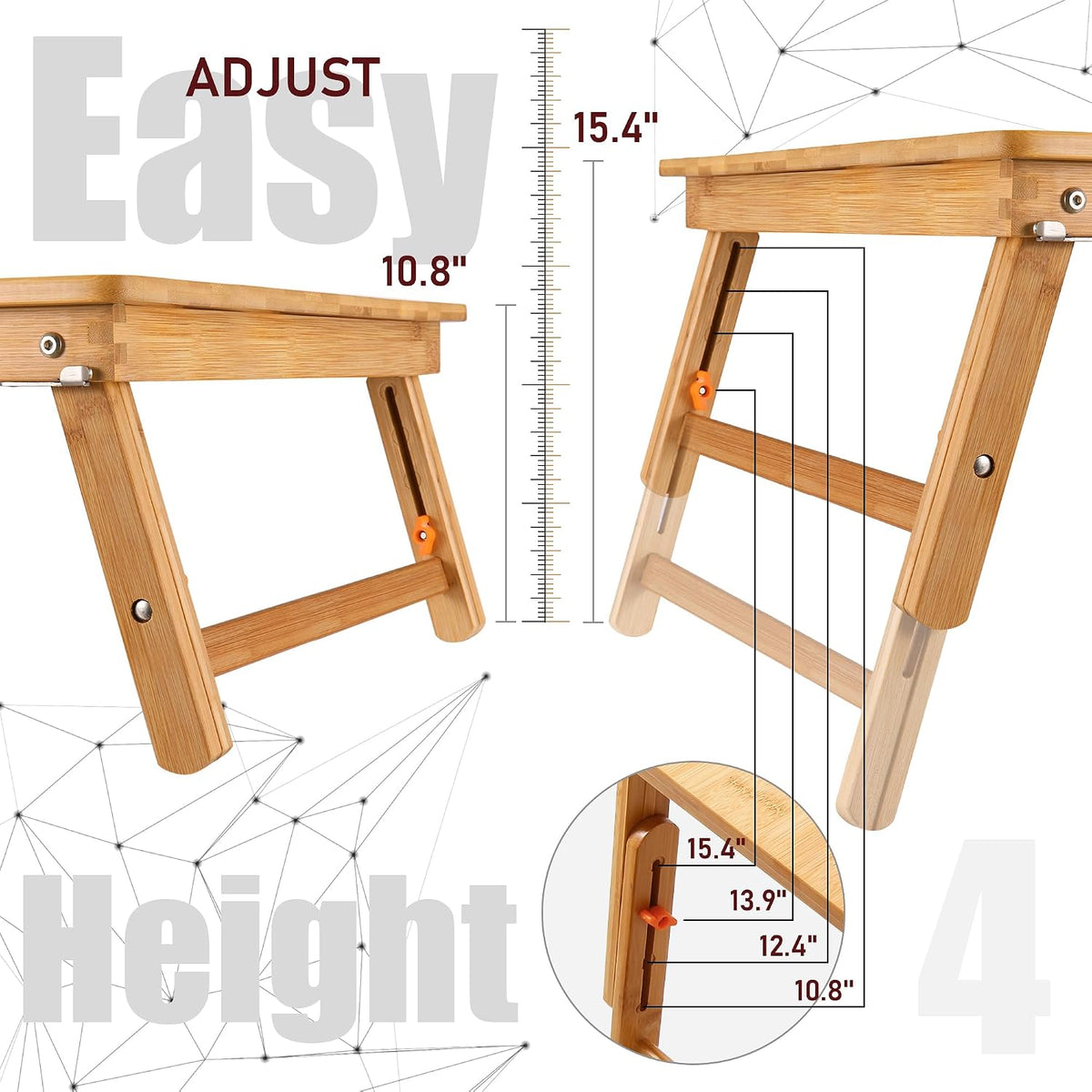 Nnewvante Large Floor Desk Foldable Table for Adults, Bamboo 25.6 x 17.7in