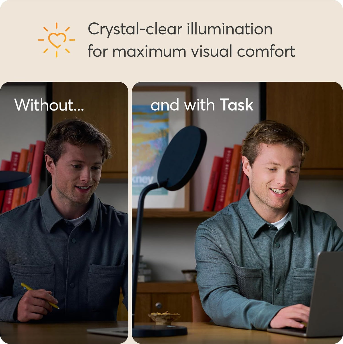 Lumie Task - 10,000 Lux Adjustable Bright Light Therapy Desk Lamp for Mood and Energy Boost and Winter Blues Relief, Crystal Clear Illumination and Maximum Visual Comfort - White Mist (Charcoal Blue)