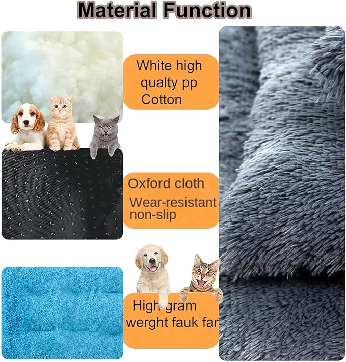 Dog Crate Mat, Dog Bed for Large Dogs, Comfy Fluffy Kennel Pad Anti-Slip for Dog beds & Furniture, Quilted Dog Bed for Pets for Medium/Small Dogs Cats (Color : Blue, Size : 25x18)