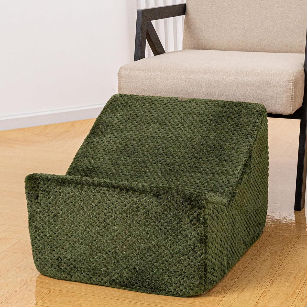 All-in-One Foam Pouf Ottoman with Washable Cover – Versatile Relaxation Stool, Floor Pouf for Couch & Under-Desk Foot Rest for Living Room,Bedroom (Green, 18x18x14 Inches)