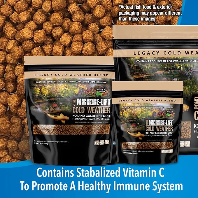 MICROBE-LIFT MLLWGXL Cold Weather Floating Fish Food Pellets with Wheat Germ for Ponds, Water Gardens, and Fountains, for Live Goldfish and Koi, 14.5 Pounds