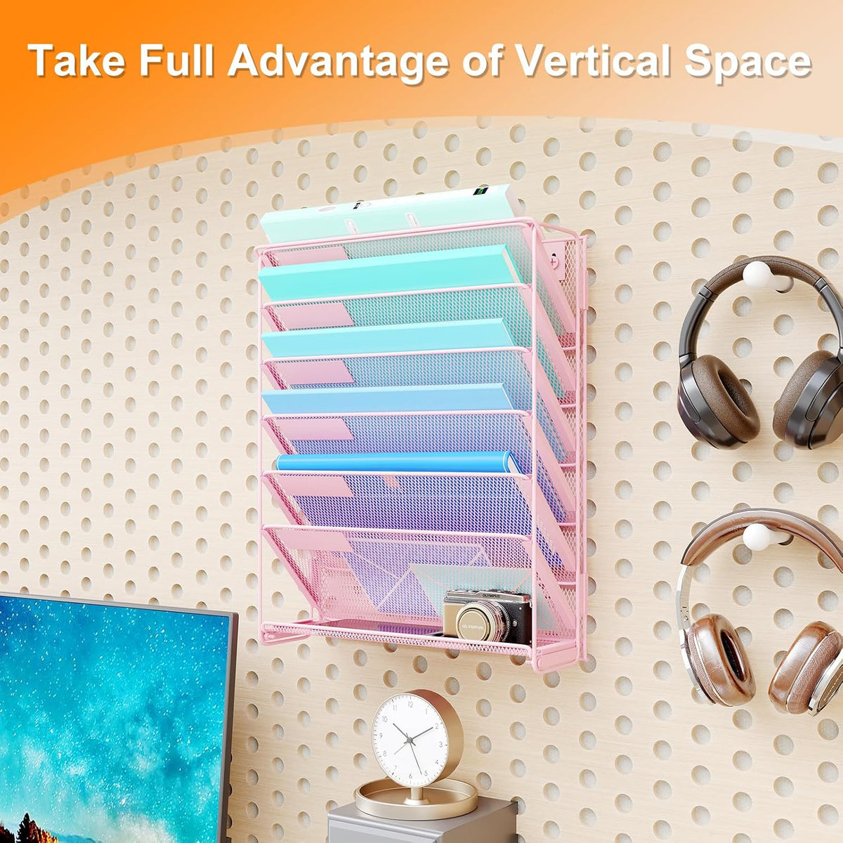 Kuntine.B Wall File Organizer Office Hanging Magazine Holder Wall File Organizer for Office Home