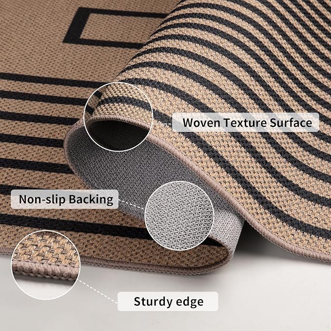 Easy Jute Rug 5x7 Large Washable Area Rug
