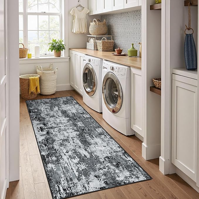 RELEANY Washable Area Rugs 2'x8' Non-Slip Modern Abstract Soft