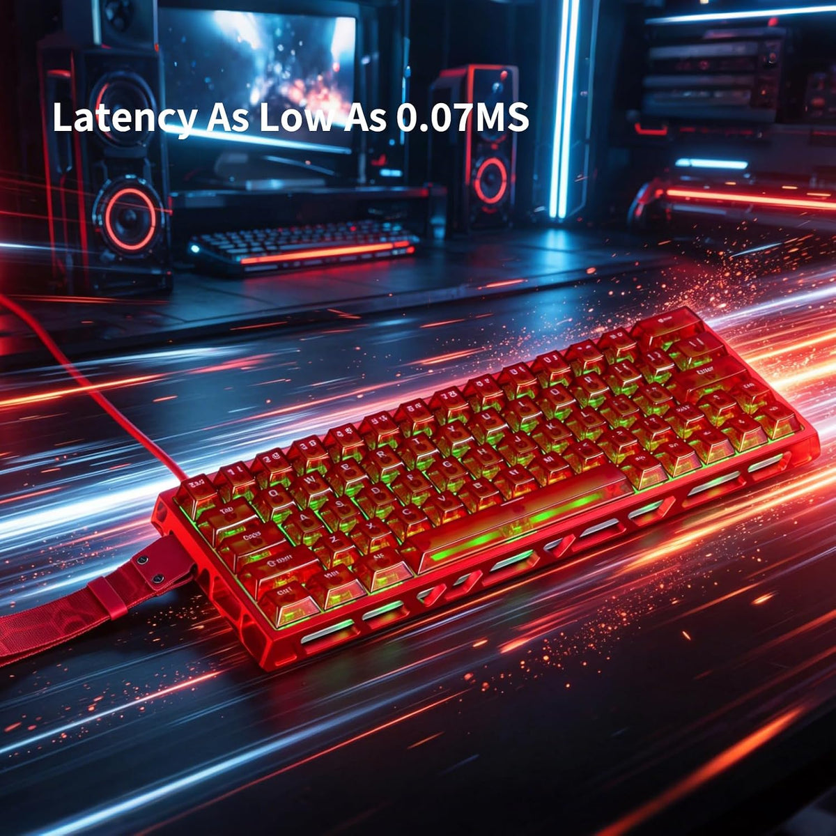 IROK MG63 64 Keys Wired Magnetic Switch Keyboard, 512KHZ All Keys Scan Rate, PCB Nano-Coating Waterproof, ARGB Light and Shadow Coexist 8KHZ/CNC Carved Aluminum Gaming Keyboard (Red)