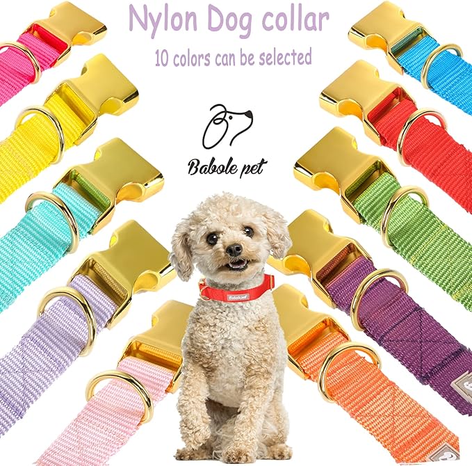 Nylon Dog Collar - Adjustable Red Soft Webbing Dog Collars for Small Medium Large Dogs Boy Girl Puppy Collar with Safety Metal Buckle XS