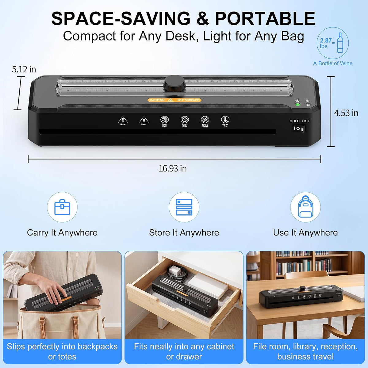 Laminator Machine 13-Inch,70s Warm-Up,3-5mil 11x17 Laminating Machine