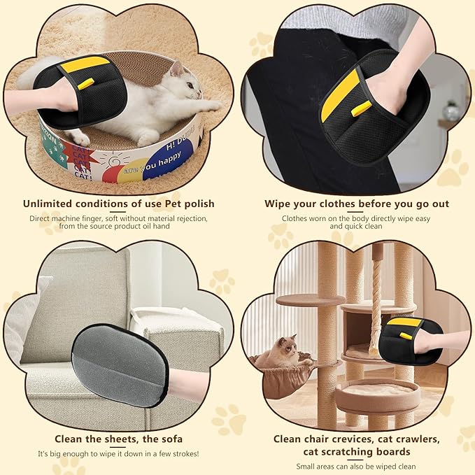 Pet Hair Removal Gloves, Pet Hair Remover Electrostatic Gloves for Cats & Dogs, Washable and Reusable Cat Hair Remover for Cat Beds, Bed Sheets, Sofas, Clothes, Carpets, Curtains (3pcs)