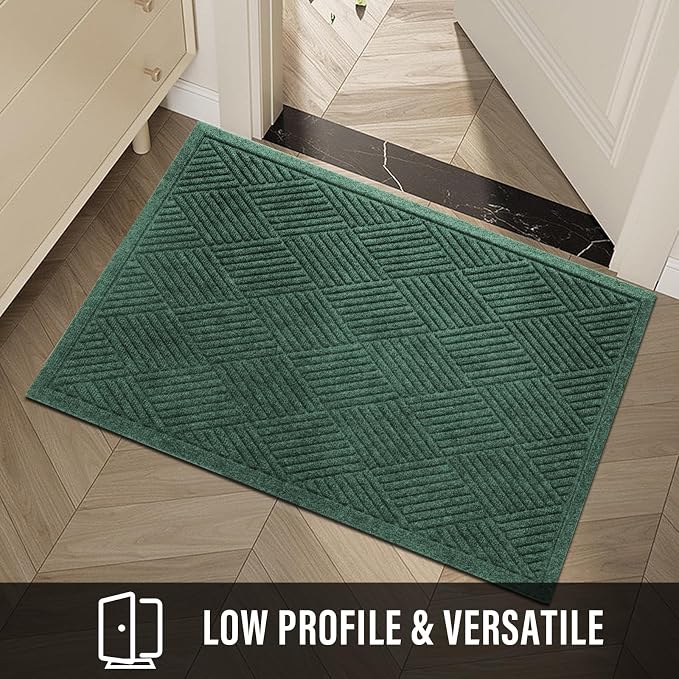 HIYARD Sturdy Front Door Mat, Absorbent Muddy Dirt Resist Welcome Door Mats