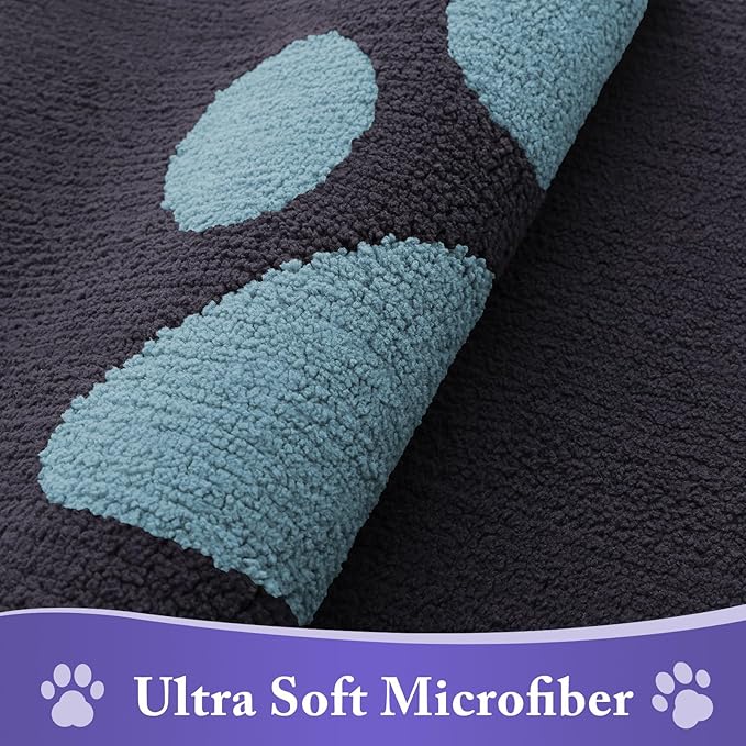 Buganda Dog Door Mat for Muddy Paws, Absorbent Dirt Trapper Non Slip Indoor Doormats, Washable Low-Profile Mat for Mud Dogs, Entryway Carpet for Inside Floor (36x24 Inches, Dark Grey and Blue)