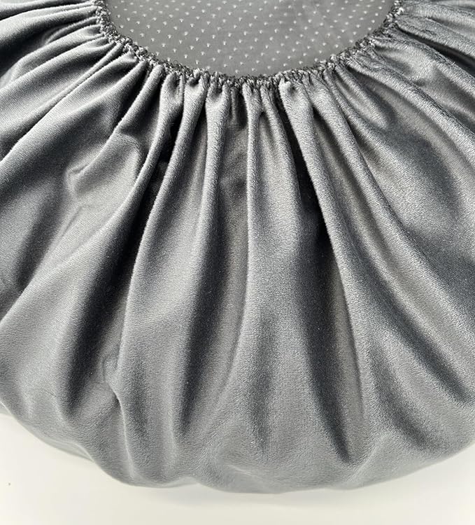 Round Dog Bed Slip Cover Washable 27 to 28 Inch Grey Velvet