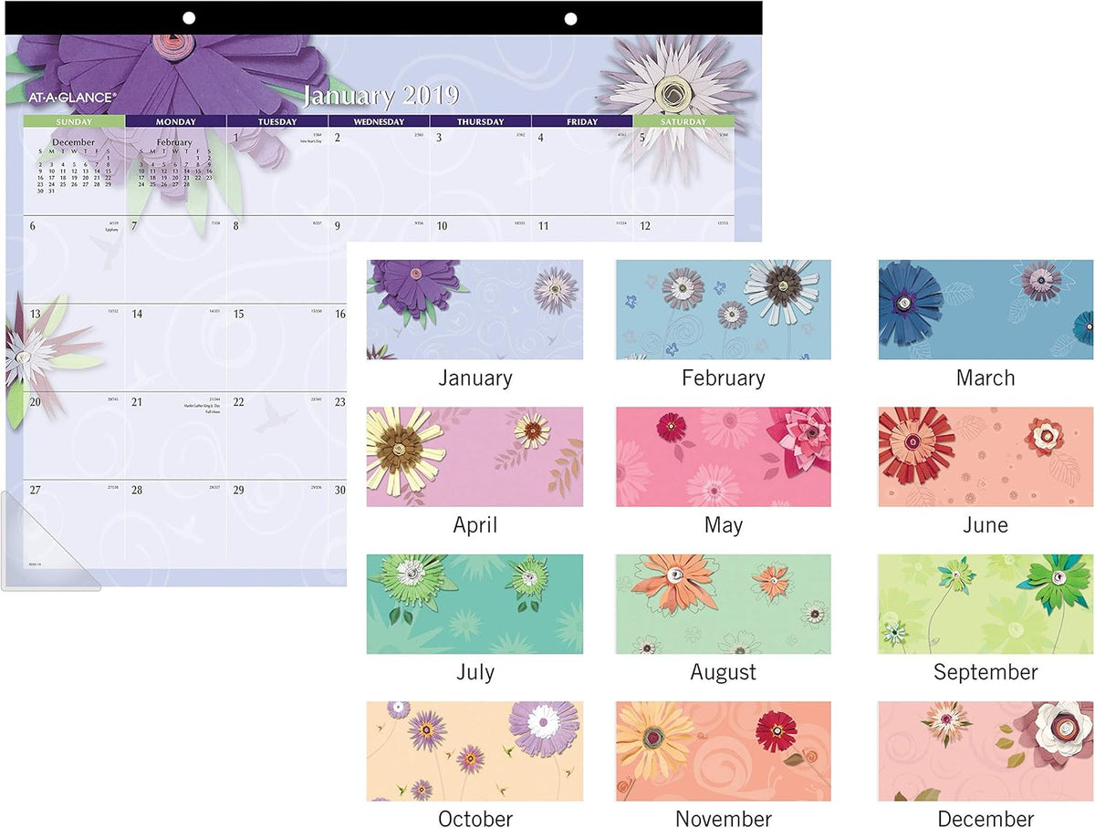 AT-A-GLANCE 2014 Paper Flowers Desk Pad Calendar, 17 x 22 Inches (5035)