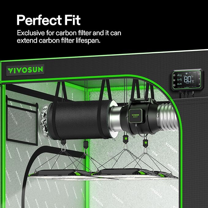 VIVOSUN 4 Inch Prefilter for 4" Carbon Filter, 9.84" Long
