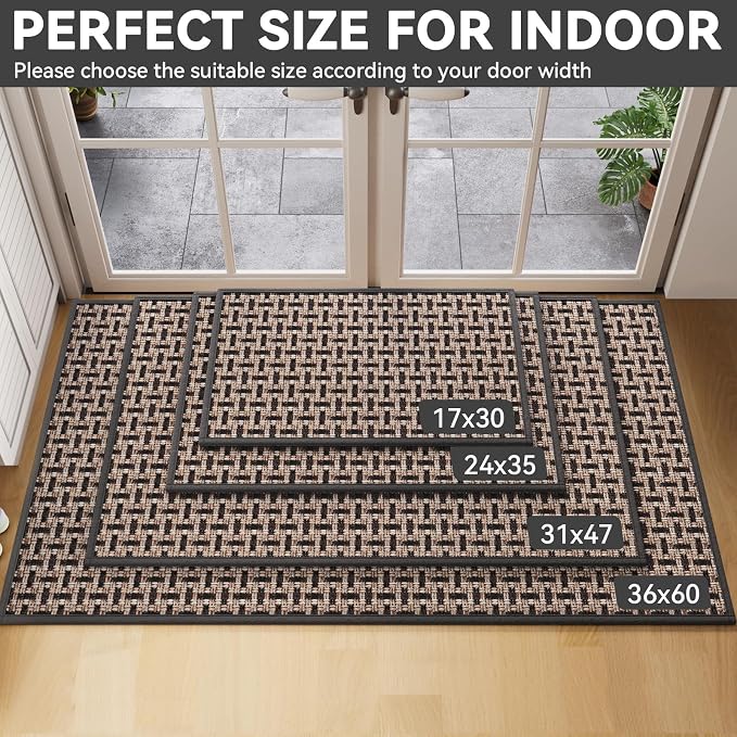 Indoor Door Mat Dirt 36x60 Resistant and Absorbent, Non-Slip Rubber Backing