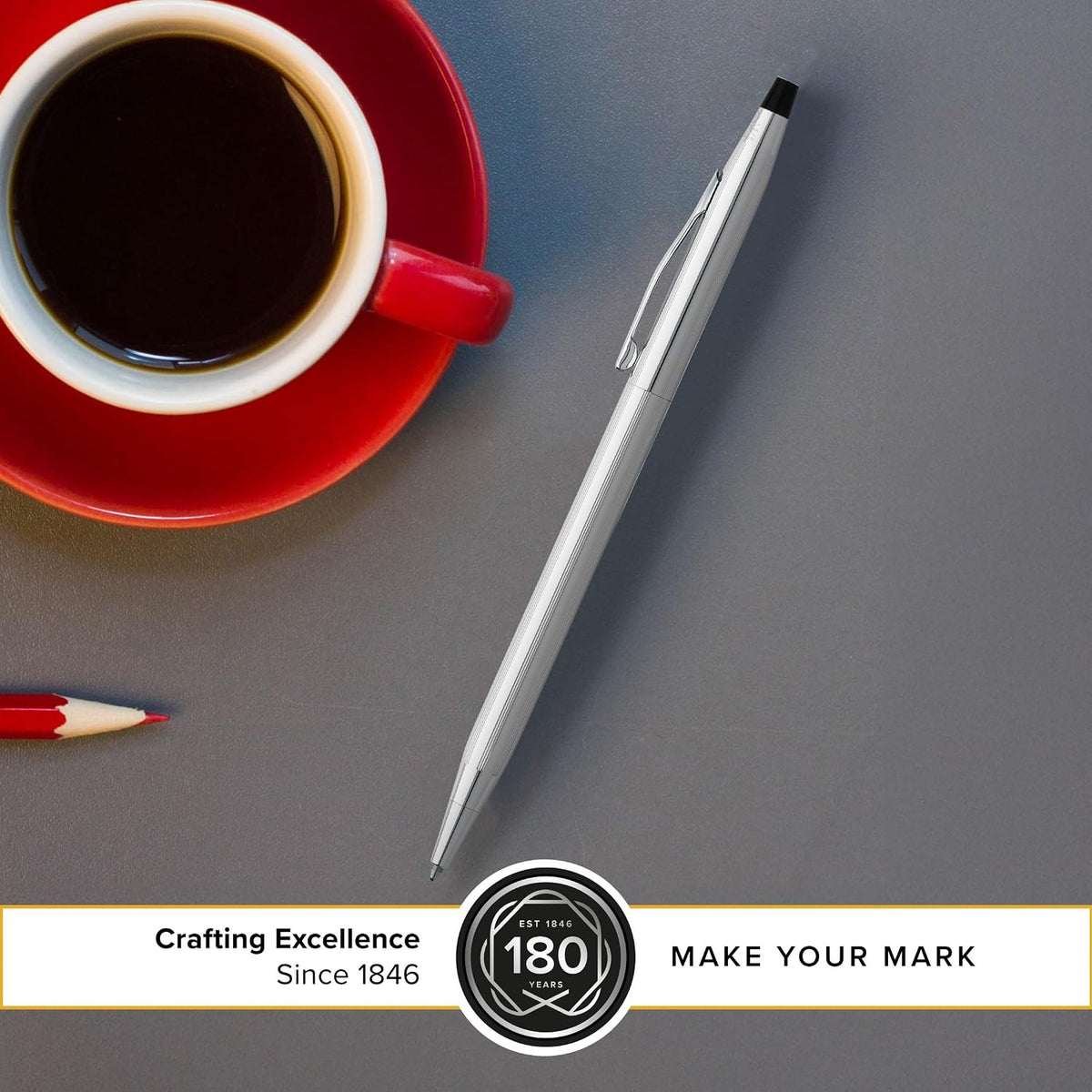 Cross Classic Century Lustrous Chrome Ballpoint Pen, Black Ink