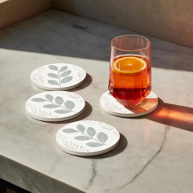 VEYRO Ceramic Coasters Set of 6 – Absorbent Stone Drink Coasters