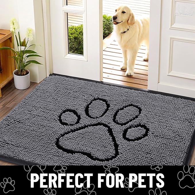 Smiry Dog Door Mat for Muddy Paws, Absorbent Dirt Trapper Non Slip Quick Dry