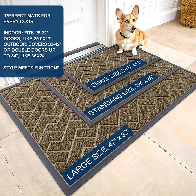 OLANLY Front Door Mat Indoor Outdoor Entrance, Waterproof All-Season,