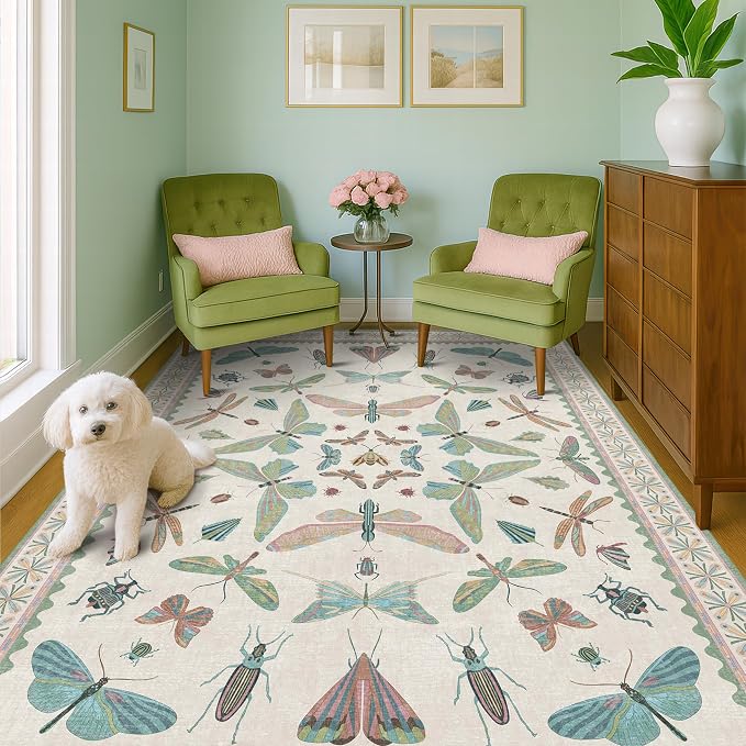 Hazo Haus Green and Blue Nursery Rug 5x8