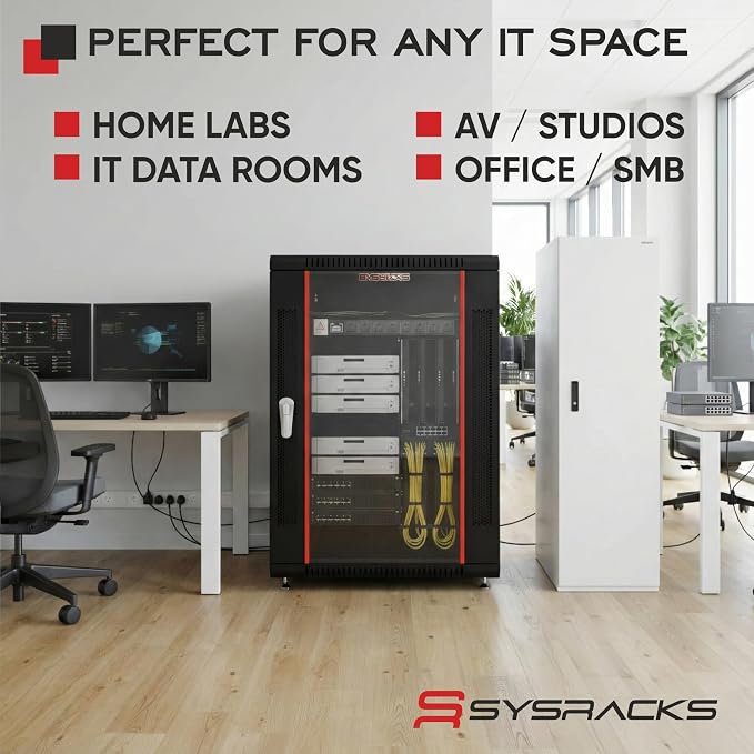 Sysracks 18U Wall Mount Server Rack Cabinet, 19” Locking Network Rack, 24” Deep