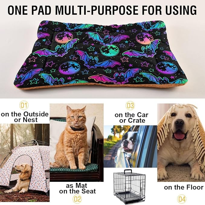Halloween Bat Moon Pet Bed Cute Dog Bed Mat Absorbing Non Slip Pad Pet Sleeping Mat for Small, Medium, and Large Dogs Puppy Cat 24 in x 18 in