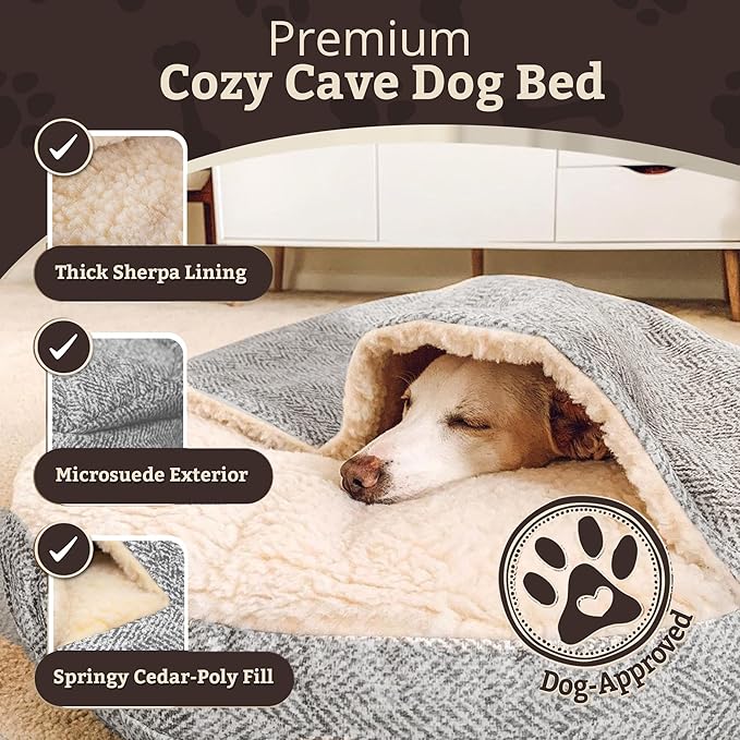 Snoozer Luxury Microsuede Cozy Cave Pet Bed, Show Dog Collection, Large, Palmer Dove