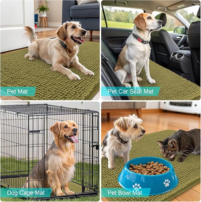 OLANLY Dog Door Mat for Muddy Paws 70x35, Absorbs Moisture and Dirt, Absorbent