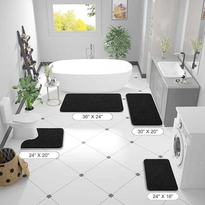 OLANLY Bathroom Runner Rugs 47x17, Extra Soft Absorbent Chenille Bath Rugs
