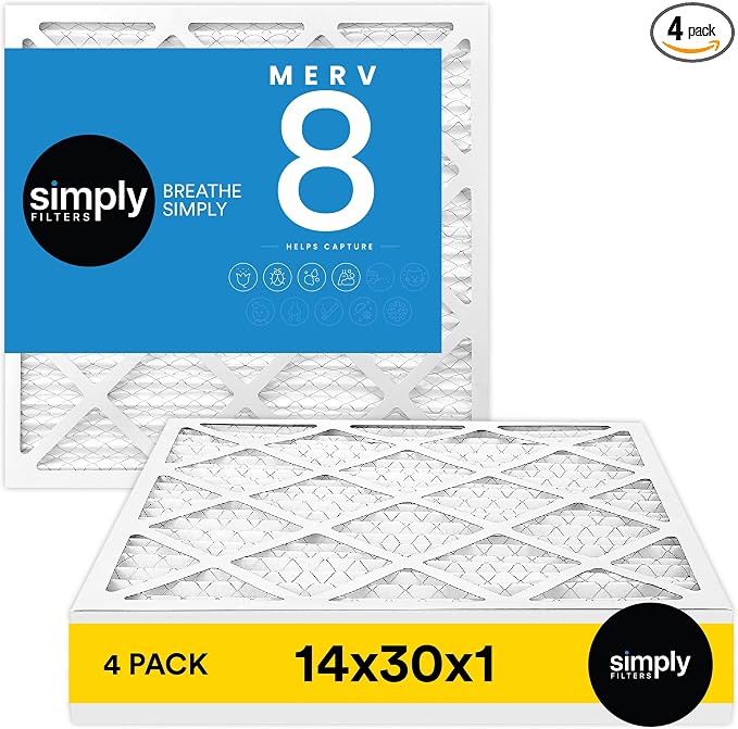 Simply 14x30x1 Air Filter, Merv 8, 4 Pack,