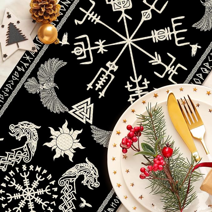 Viking Burlap Table Runner Seasonal Spring Fall Kitchen Dining Linen Table