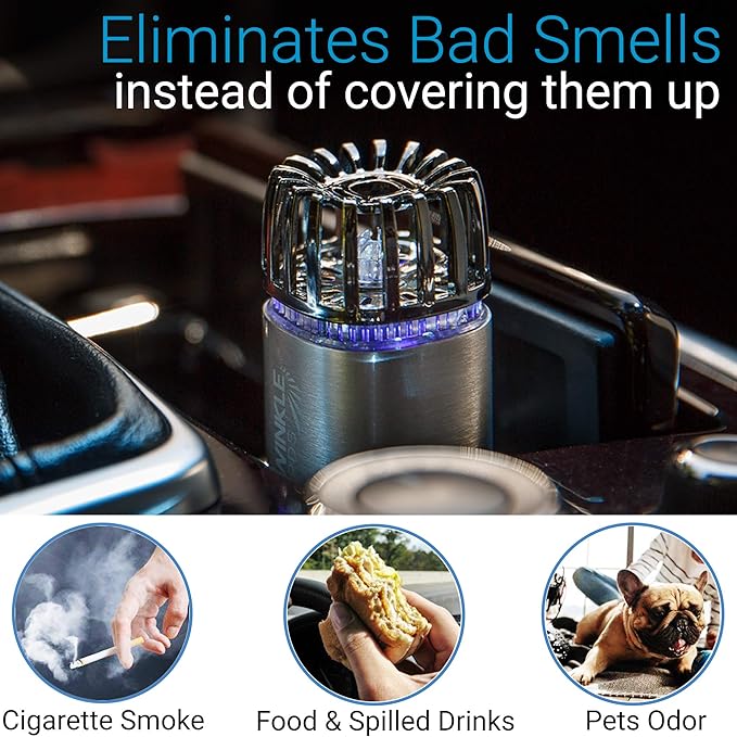 Car Air Purifier Ionizer - 12V Plug-in Ionic Anti-Microbial Car Deodorizer -