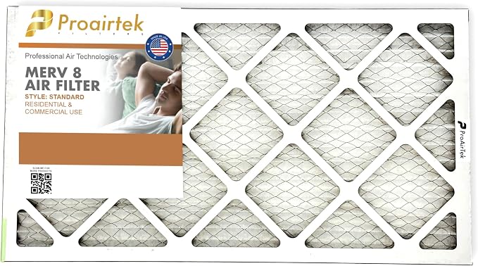 Proairtek AF14251M08SWH Model 14x25x1 Pack of 4 Air Filters, MERV 8; Ideal