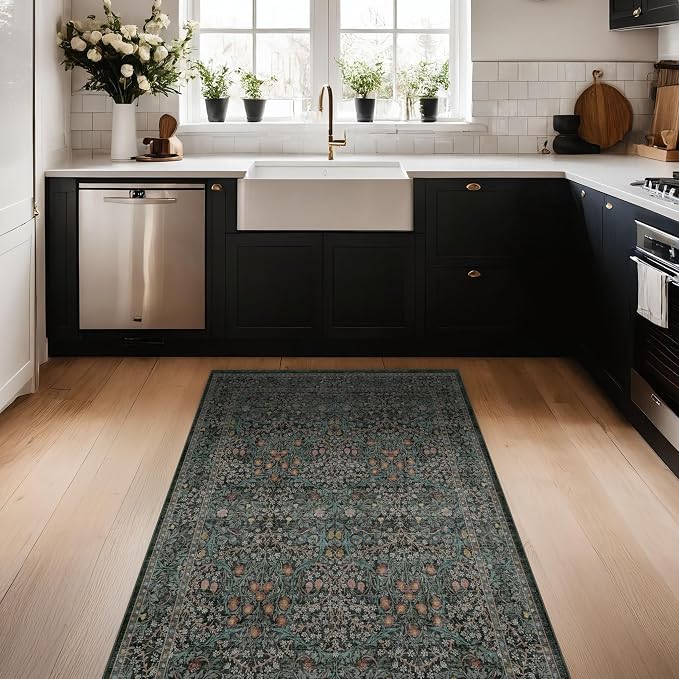 Dark Green Washable Entry Rug, 3x4 Rugs