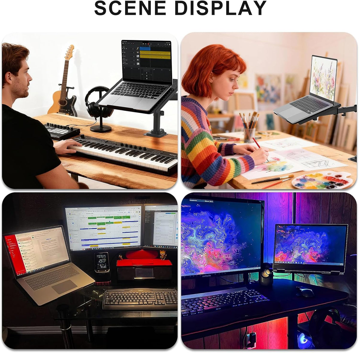 WALI Adjustable Laptop Desk Mount for 17 inch Notebook or 32 inch Screen