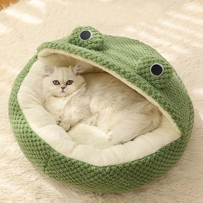 Naisicore Plush Frog Donut Cat & Dog Bed, 40cm/15.7inch, Winter Warm, Soft Detachable, Small Dogs & Cats (Style 2)