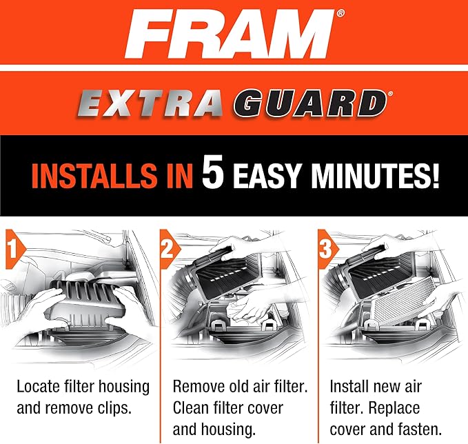 FRAM Extra Guard Rectangular Panel Engine Air Filter Replacement, Easy Install