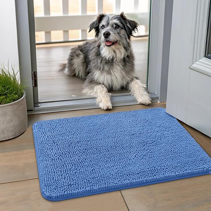 Smiry Dog Door Mat for Muddy Paws 24x16, Absorbent Dirt Trapper, Non-Slip