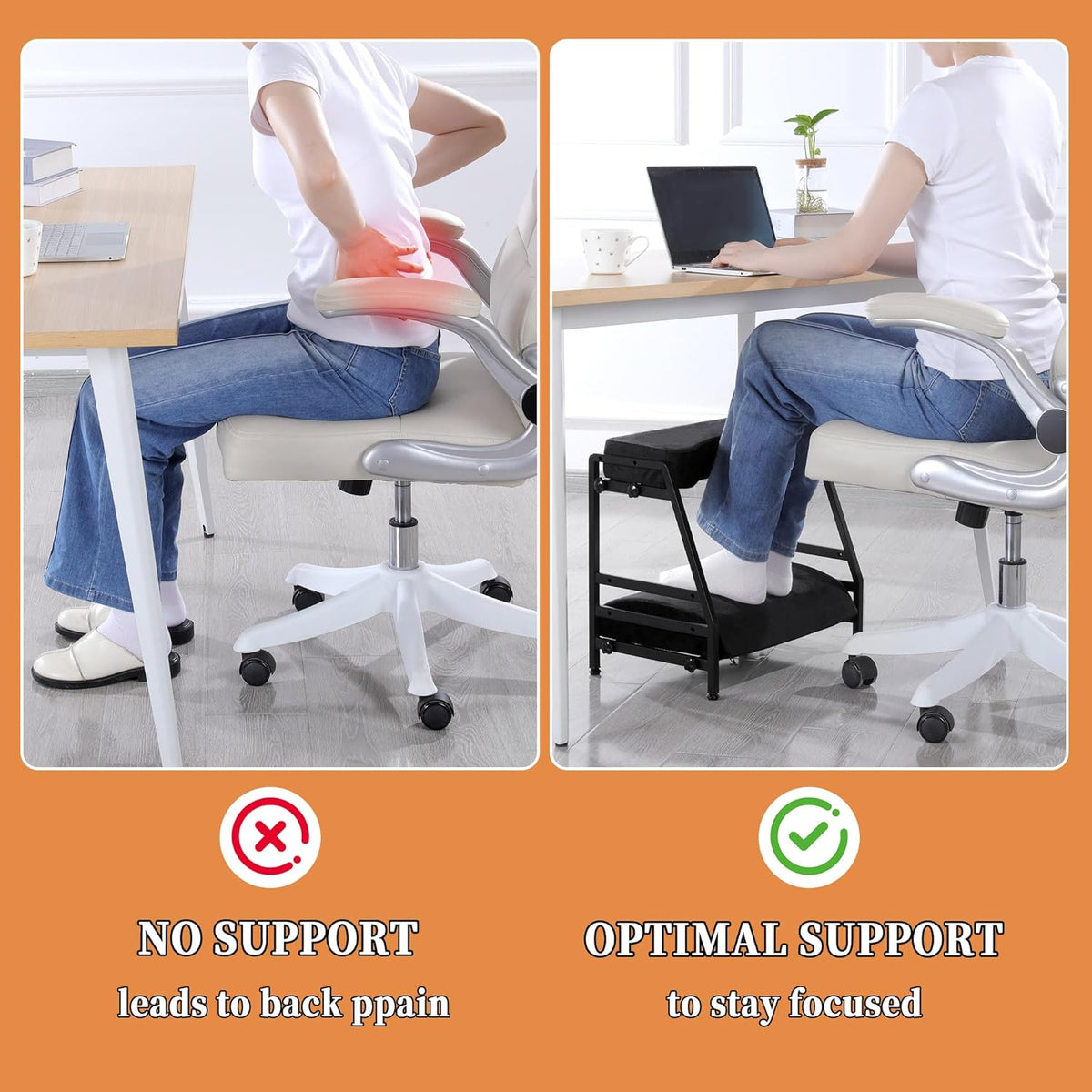 BALAPET Adjustable Double Step Footrest, High-Density Foam with Sturdy Iron Frame Foot Rest Under Desk for Office, Ergonomic Footrest with Washable Cover for Desk Work, Home,Patented Design(Black)