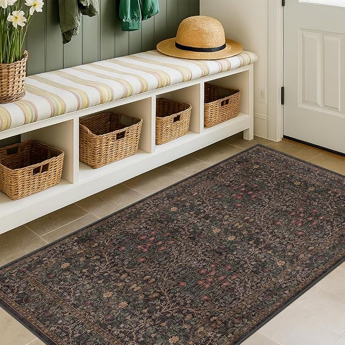 Boho Dark Brown 3x5 Large Entryway Rug