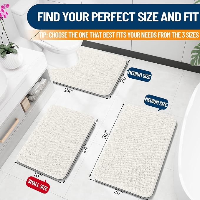 OLANLY Toilet Rugs U-Shaped 24x20, Extra Soft Absorbent Chenille Contour