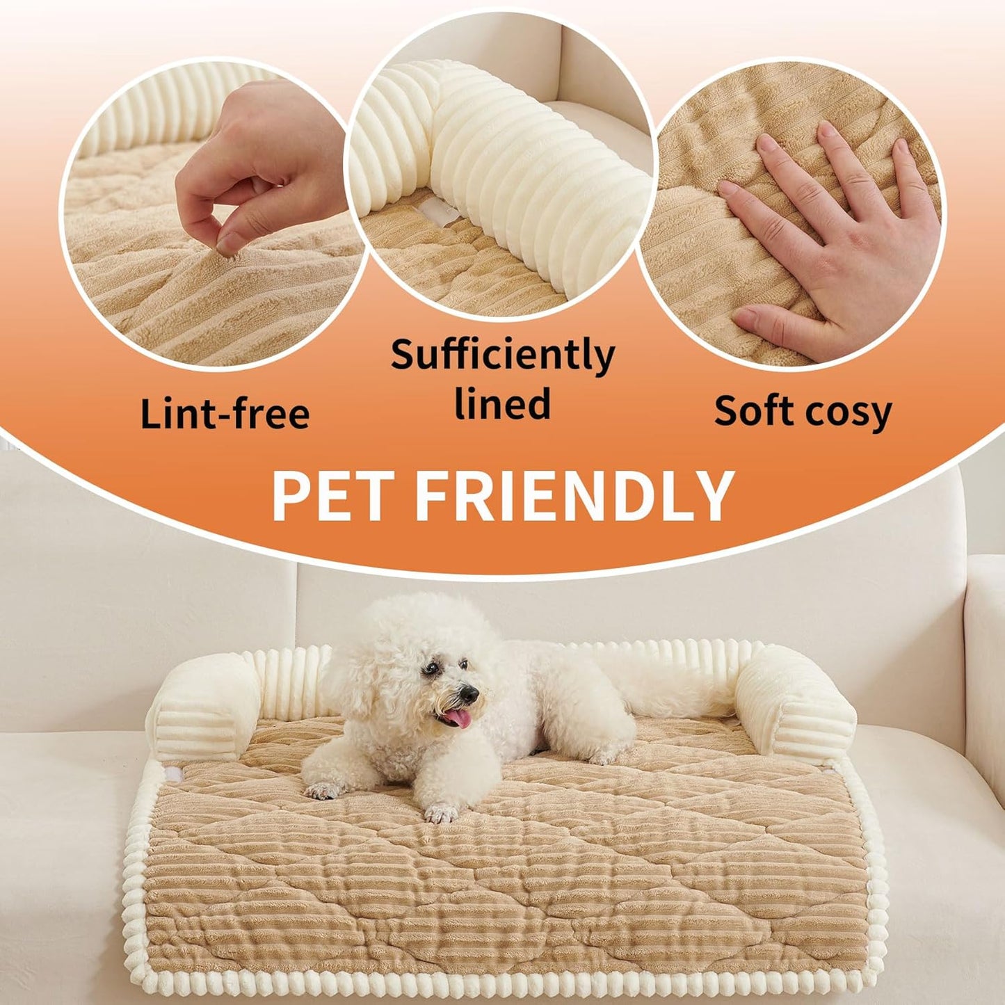 HAOMAIJIA Dog Couch Bed for Medium Dogs, Non Slip Pet Couch Covers for Sofa Thick Soft Washable Dog Couch Cover Protector All Seasons Universal Dogs and Cats Bed Mat (Khaki, Medium)