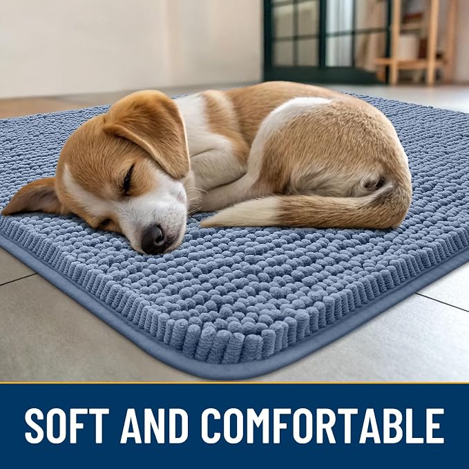 Smiry Dog Door Mat for Muddy Paws 44x24, Absorbent Dirt Trapper, Non-Slip