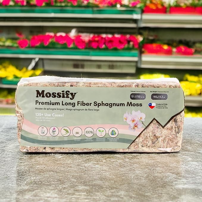 Mossify Premium Sphagnum Moss for Plants 150g, 5.3 Oz - Long Fiber Moss for Plants Indoor, Orchids, Terrariums, Gardening, Reptiles – Moisture Plant Moss for Propagation, Soil & Habitat Bedding