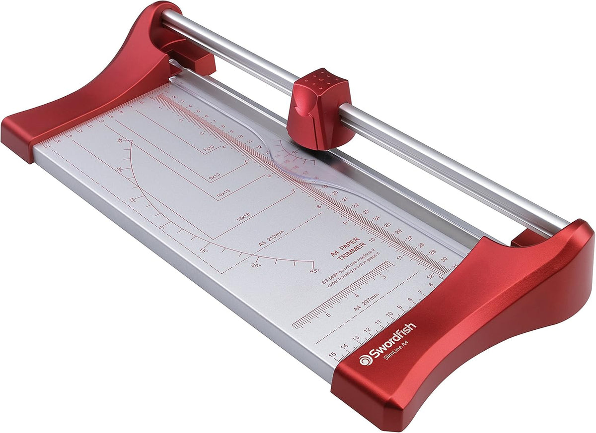 Swordfish 40262 Slimline A4 10 Sheet Rotary Paper Trimmer/Guillotine - Red