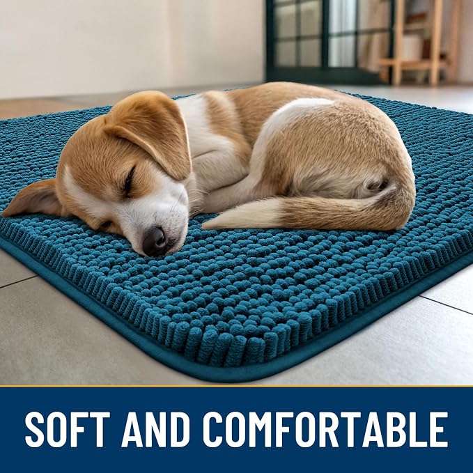 Smiry Dog Door Mat for Muddy Paws 47x32, Absorbent Dirt Trapper, Non-Slip