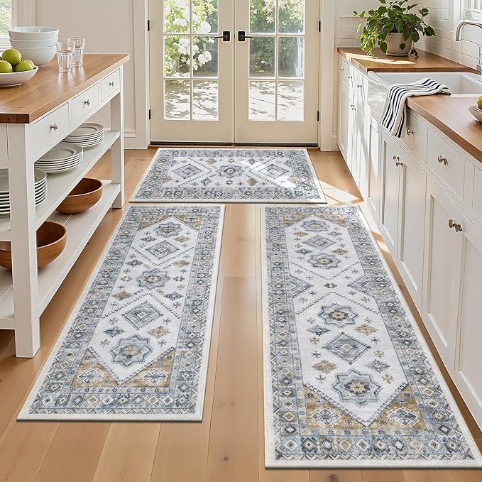 HEBE Boho Kitchen Rug Sets 3 Piece