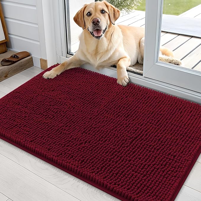 OLANLY Dog Door Mat for Muddy Paws 35x24, Absorbs Moisture and Dirt, Absorbent