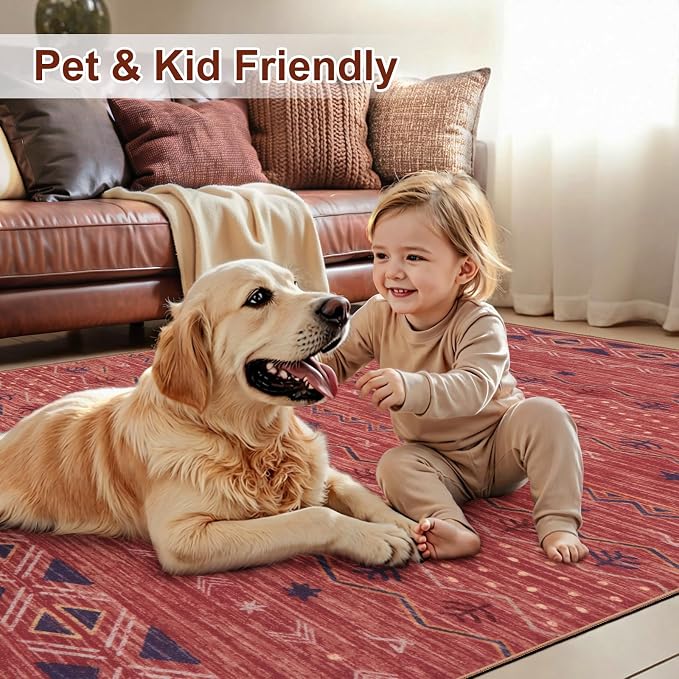 SERISSA Hallway Runner Rug, Soft Low-Pile Geometric Indoor Long Carpet