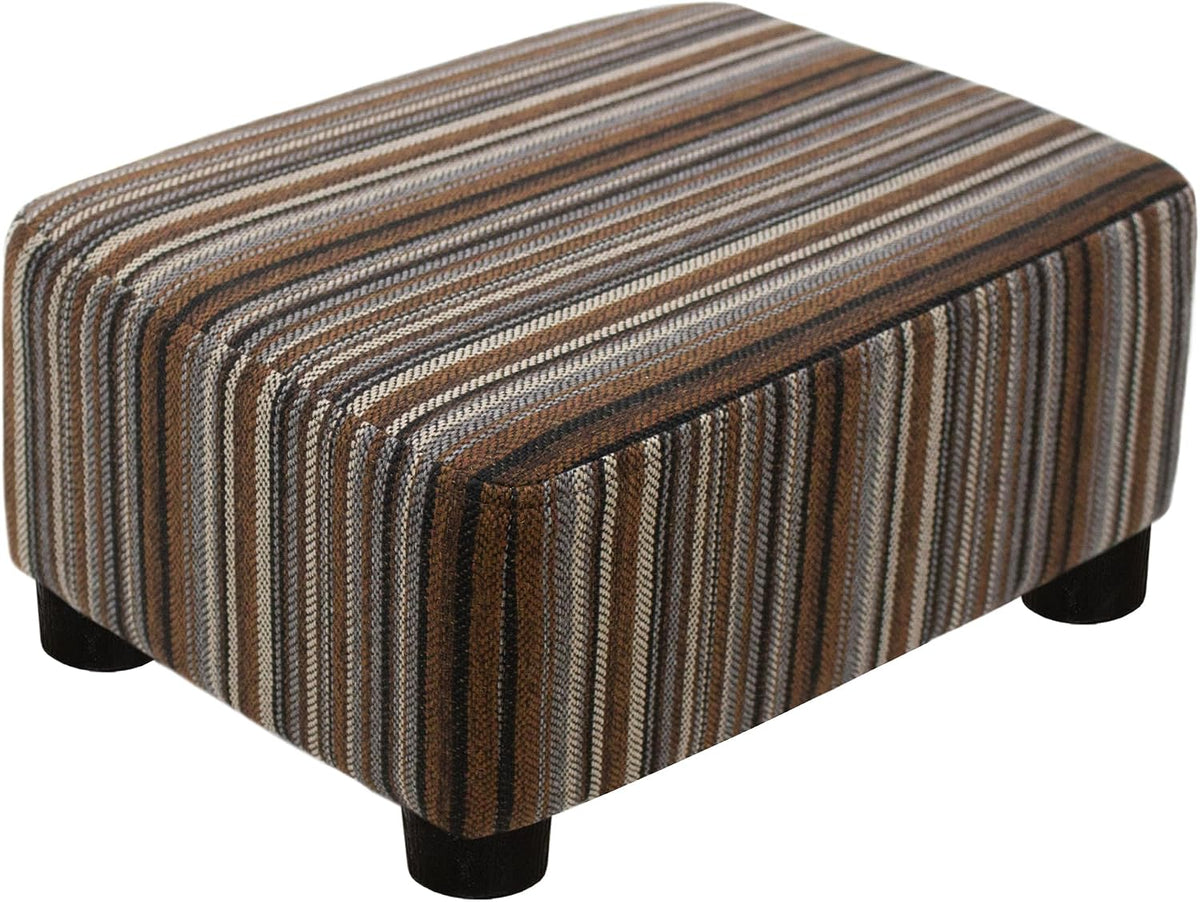 CAROLMADE Small Foot Stool Ottoman Footstool with Legs Under Desk Footrest for Living Room Bedroom and Office,Linen-Stripe Brown